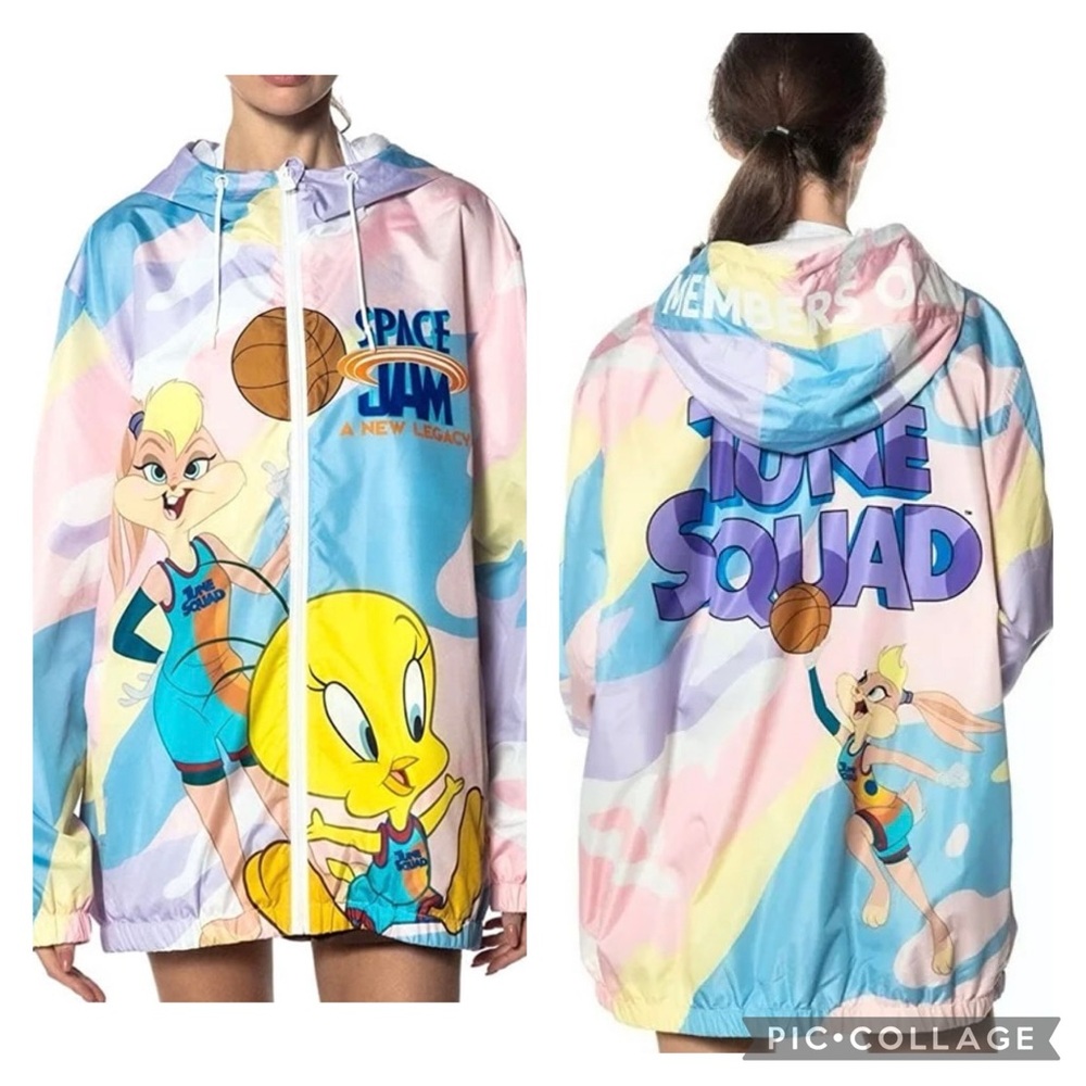 Members Only Looney Tunes Space Jam Lola Bunny Hooded Windbreaker Jacket XL